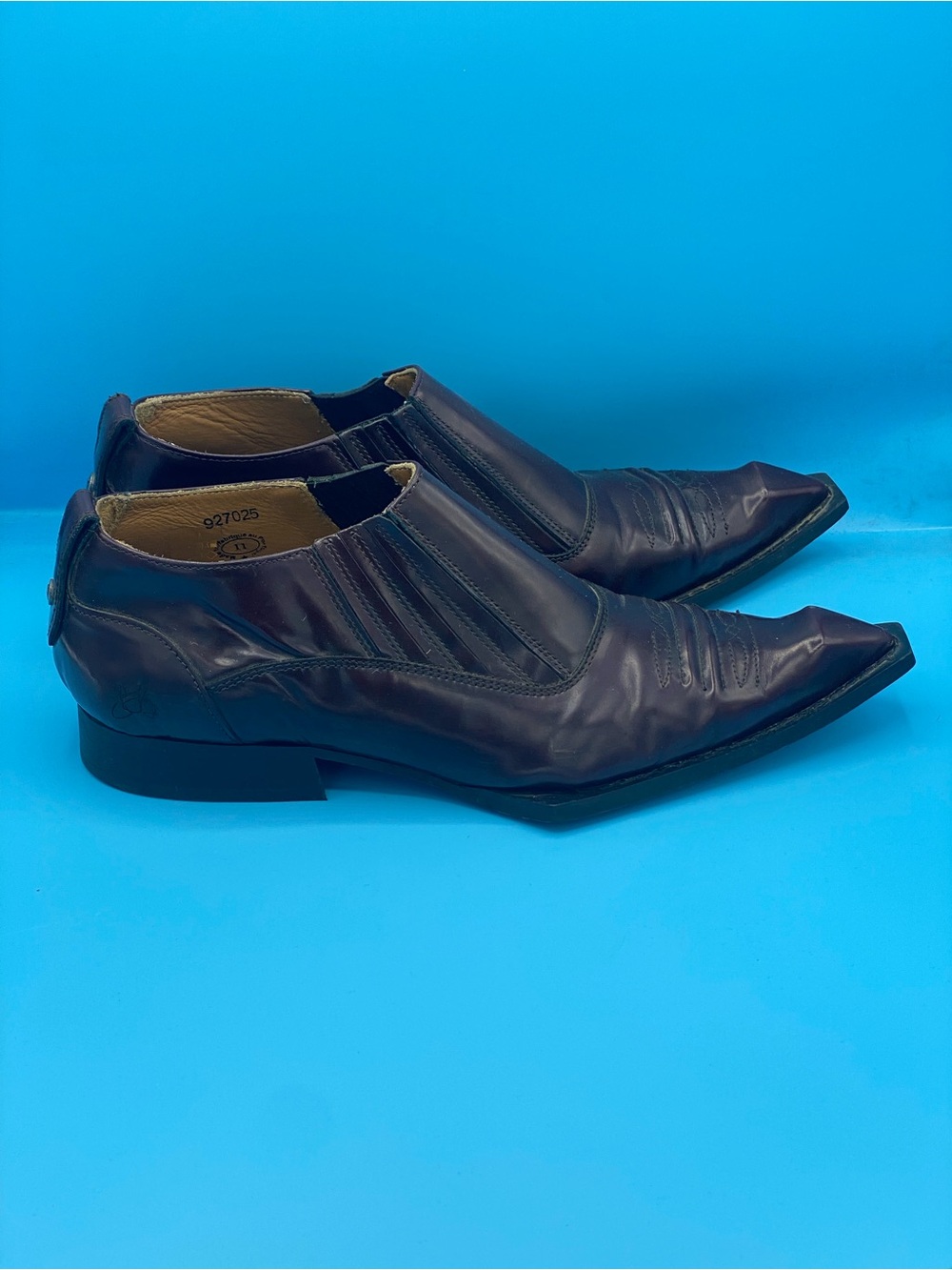 John Fluevog Men's Pointed Chelsea Slip-On Shoes - Deep Burgundy